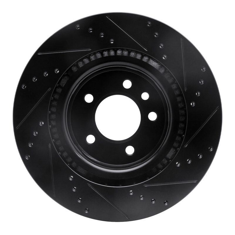 Land Rover LR3 Brake Rotor (1) - Front Left - R1 Concepts - Drilled & Slotted - Black - `05-`09